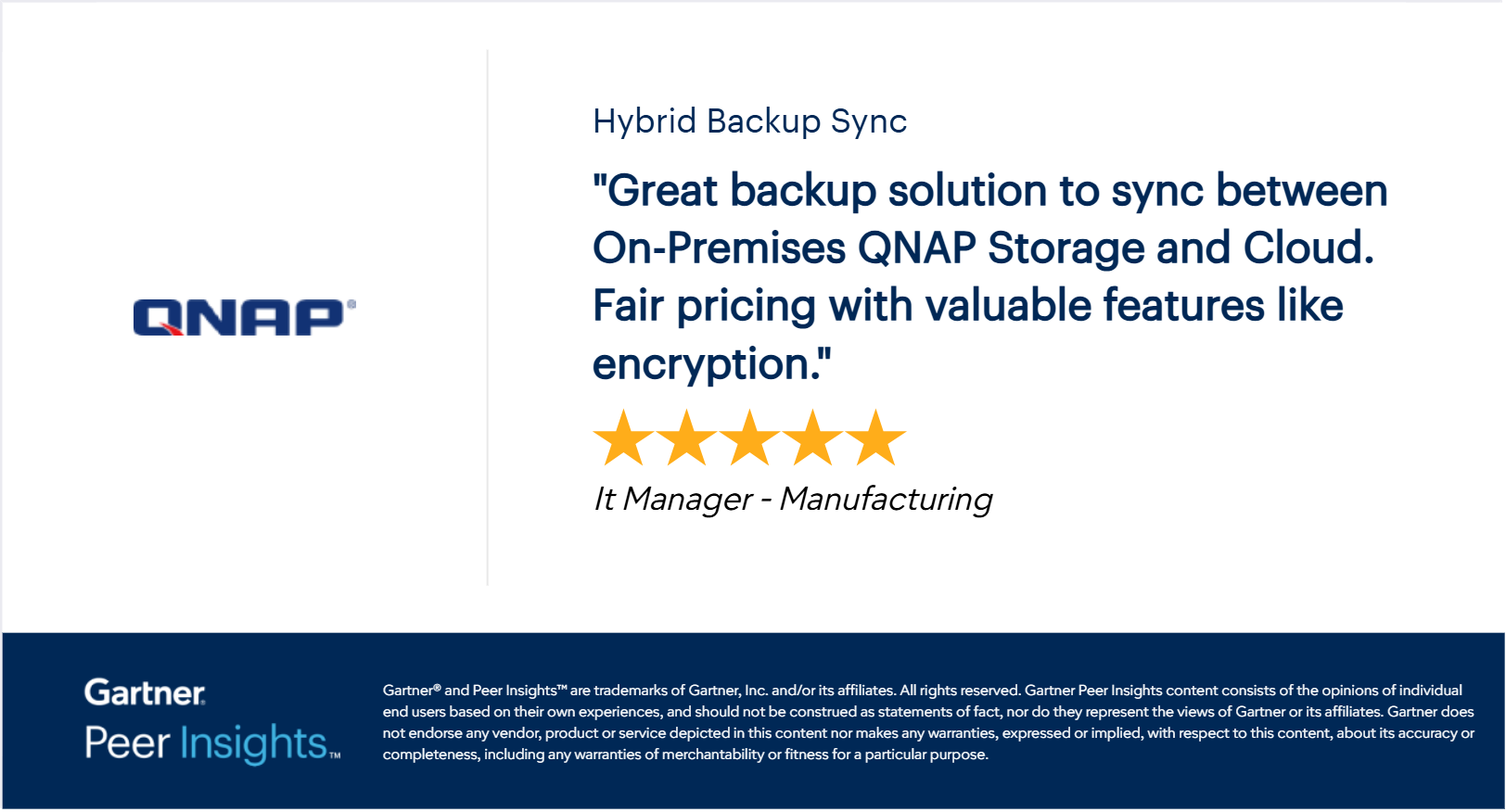 Gartner Peer Insights — Hybrid Backup Sync review