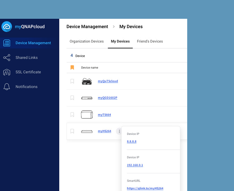 通过 myQNAPcloud 进行浏览器访问