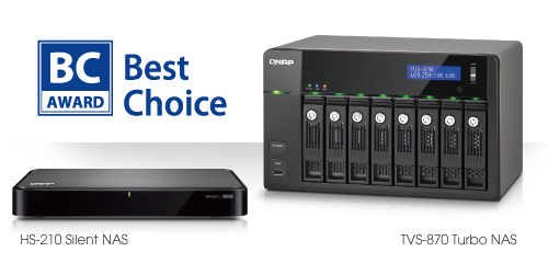 威联通科技 HS-210 及 TVS-870 NAS 产品荣获 2014 COMPUTEX Best Choice Award