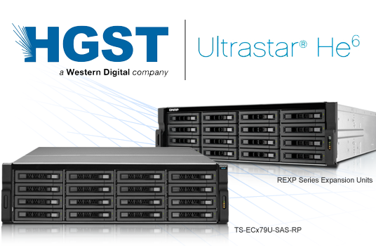 威联通科技宣布旗下企业级 Turbo NAS 和储存扩充设备支持 HGST 6TB SAS 氦气硬盘