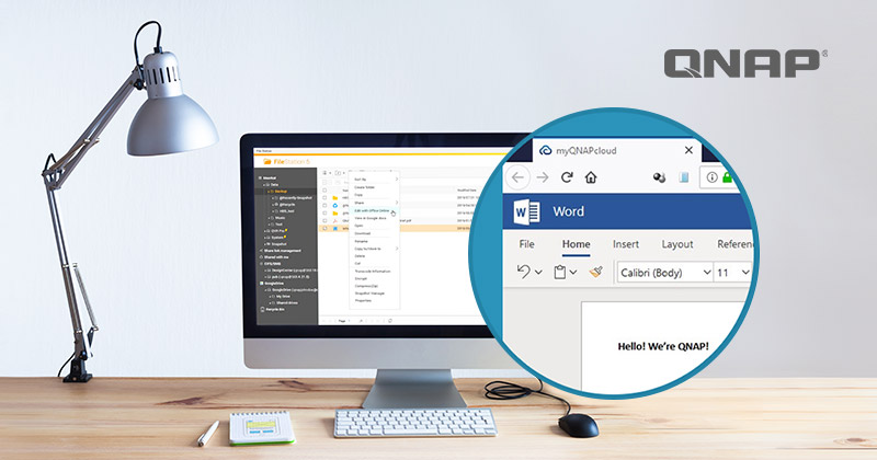 QNAP NAS 操作系统整合网页版 Microsoft Office，让文件编辑更加简便有效率