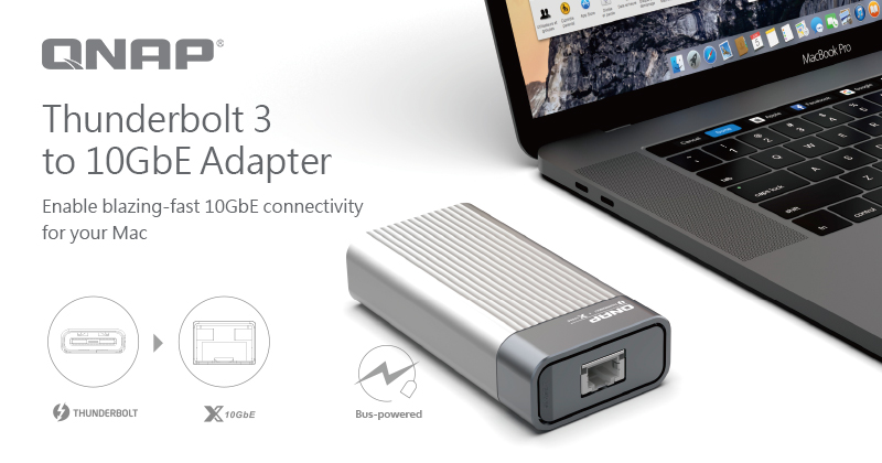 威联通推出 QNA 系列转换器，适用 Mac / Windows 电脑 Thunderbolt 3 埠转 10Gb 乙太网络