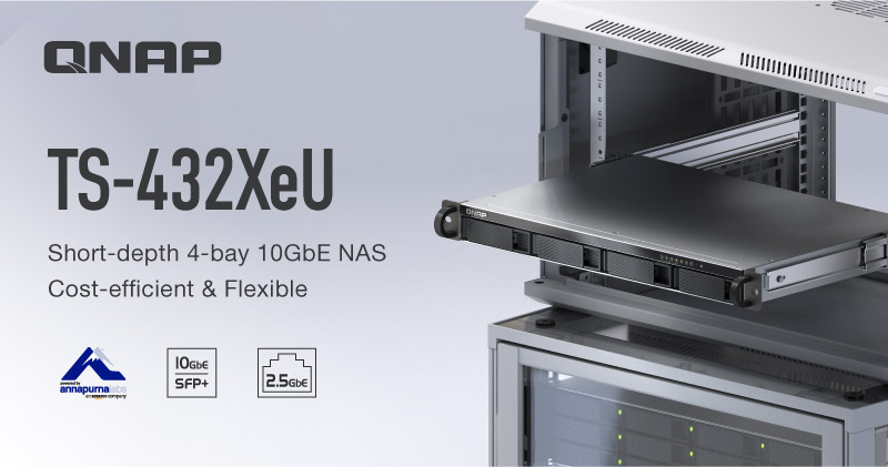 QNAP 新款 TS-432XeU 短机身 10GbE/2.5GbE 四核 ARM NAS，适合精省商用部署