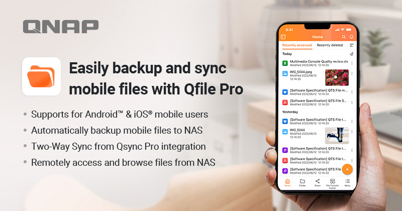 QNAP 新版 Qfile Pro 手机 App 整合 Qsync Pro 同步功能,备份与同步手机文件更方便