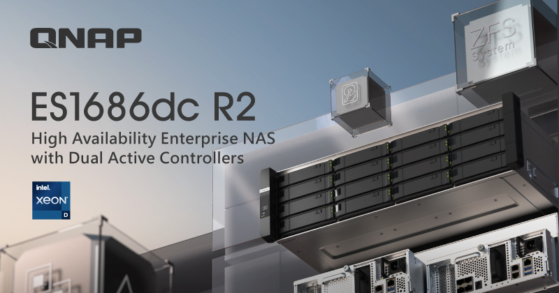 QNAP 推出 ES1686dc R2 双主动式控制器 NAS，具高可用性与更佳存储效率