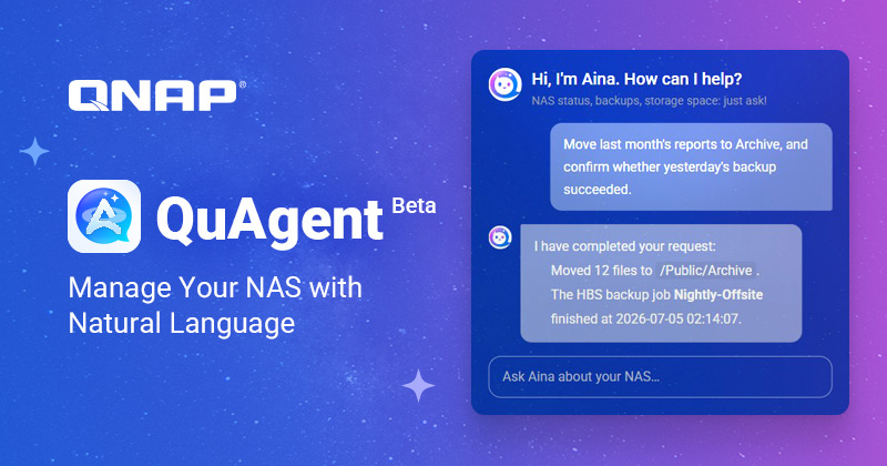 QNAP 威联通推出 QuAgent AI 智能代理 NAS 管理平台，让NAS管理更简单