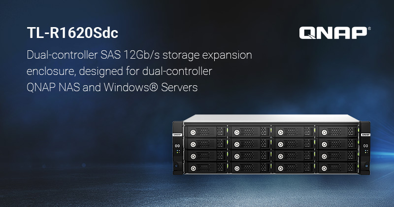 QNAP 推出 16-bay 双控制器 SAS 12Gb/s 存储扩充解决方案 TL-R1620Sdc,适用双控 QNAP NAS 与 Windows 服务器