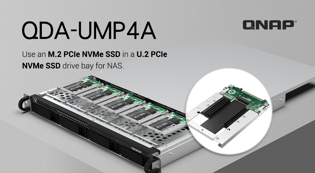 QNAP 推出 QDA-UMP4A:M.2 PCIe NVMe SSD 转 2.5 英寸 U.2 SSD 转接盒,NAS 适用