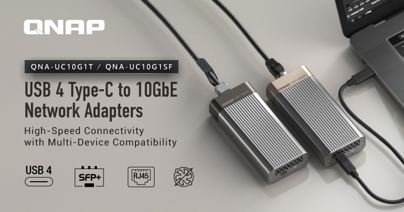 QNAP 推出 USB 4 Type-C 转 10GbE 网络转换器，广泛适用于 Mac / Windows 计算机