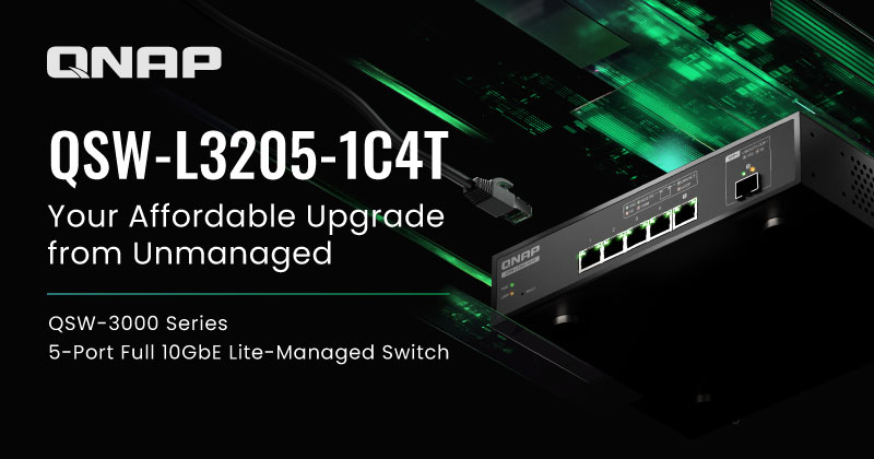 QNAP 发布 QSW 3000 系列 5 口全 10GbE Lite- 管理型交换机 — 高效升级至 20Gbps 高速网络