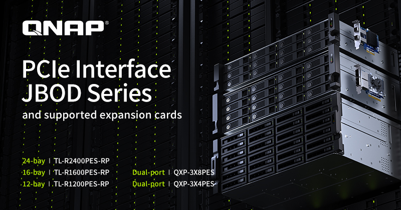 QNAP 推出新版 PCIe 接口 JBOD 存储扩充设备,支持 SATA 硬盘,可提升 NAS 容量实现 PB 级存储