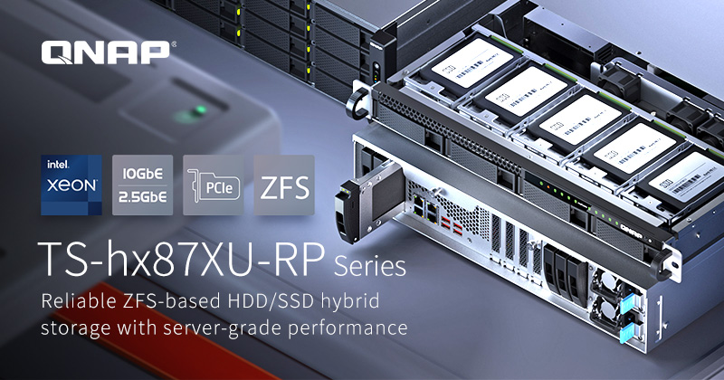 QNAP 推出 TS-hx87XU-RP 系列混合式存储,搭载 Intel Xeon E-2300 系列处理器与 2.5GbE / 10GbE,PCIe Gen 4 可扩充 25GbE 网卡