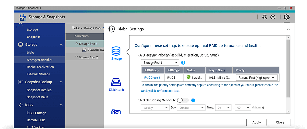 Priorité de resynchronisation RAID (Reconstruction, Migration, Nettoyage, Synchronisation)
