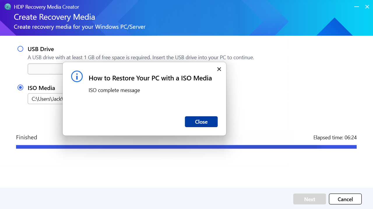 HDP Recovery Media Creator