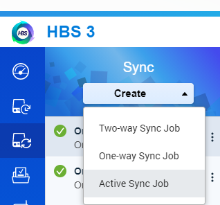 I-IBS 3  Sync  Create  Two-way Sync Job  One-way Sync Job  Active Sync Job 