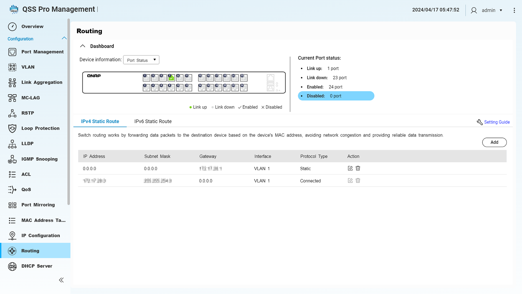 IPv4/IPv6 静态路由